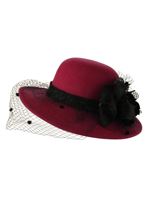 Retro Flower Net Round Top Hat sold by Retro Stage