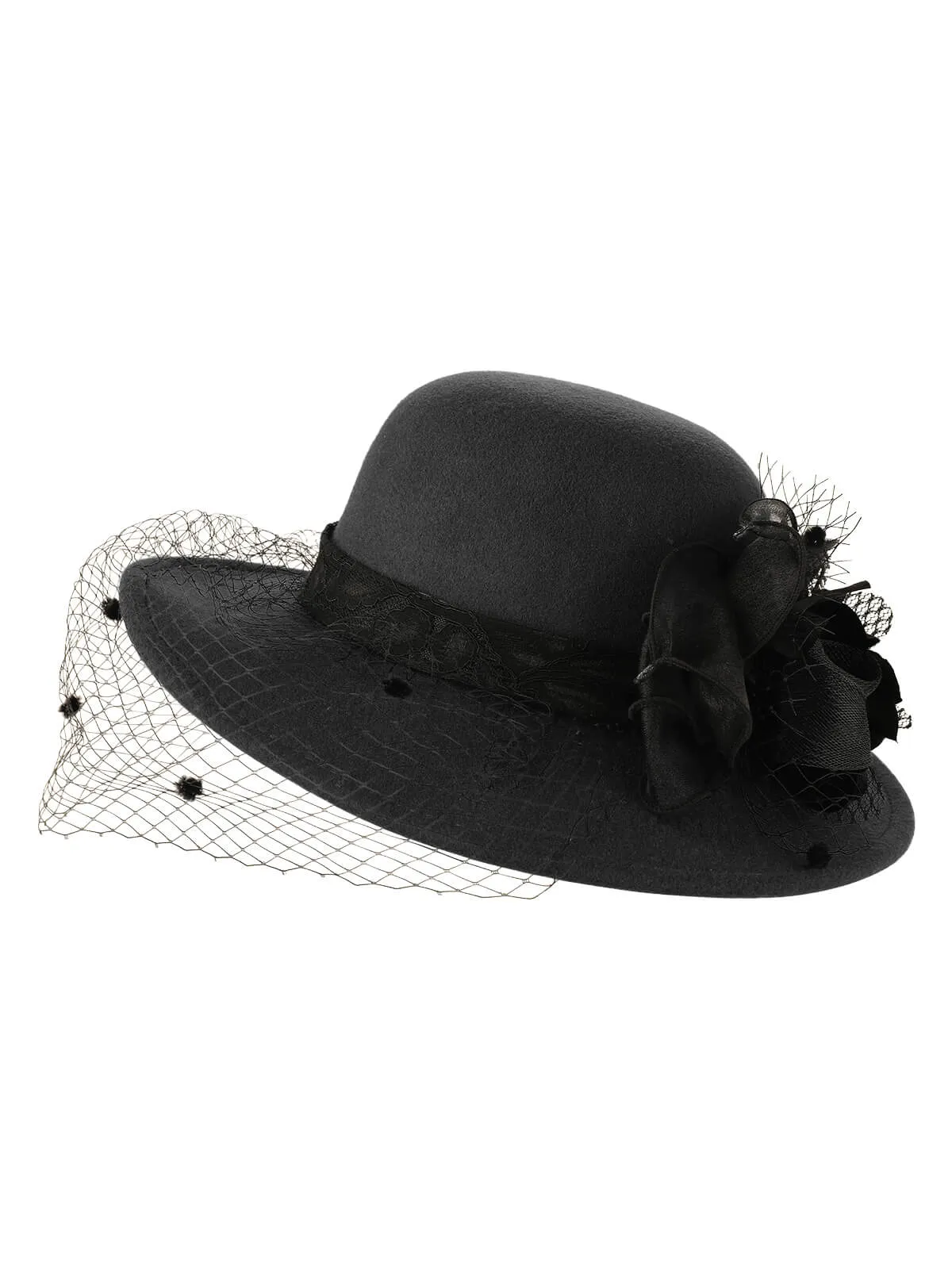 Retro Flower Net Round Top Hat sold by Retro Stage product image thumbnail 3