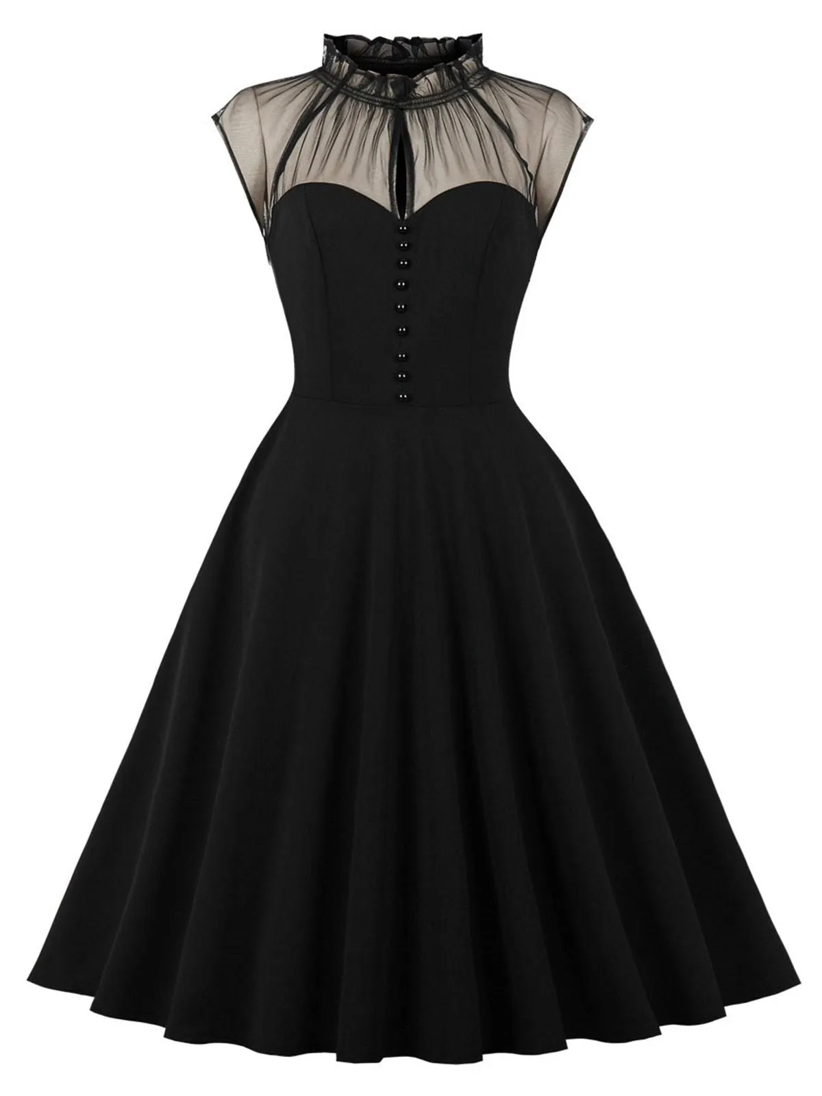 1950s Patchwork Flying Sleeves Swing Dress sold by Retro Stage