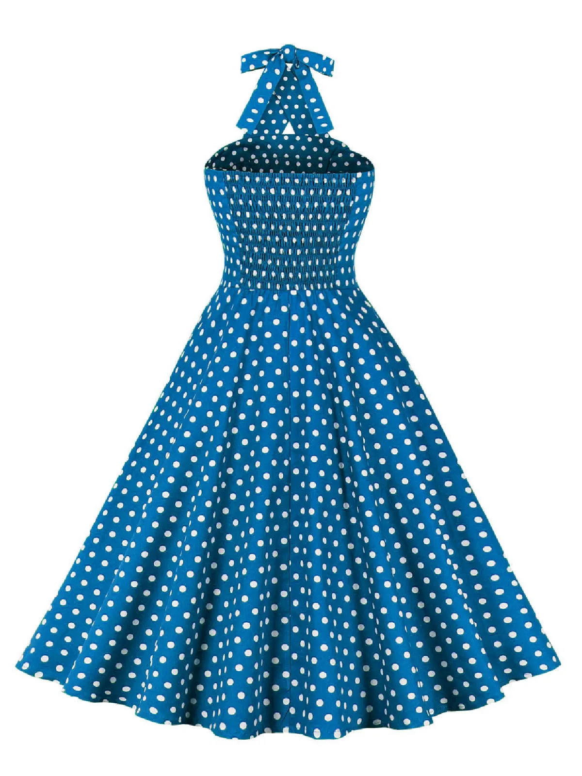 Blue 1950s Polka Dot Halter Dress sold by Retro Stage product image thumbnail 2