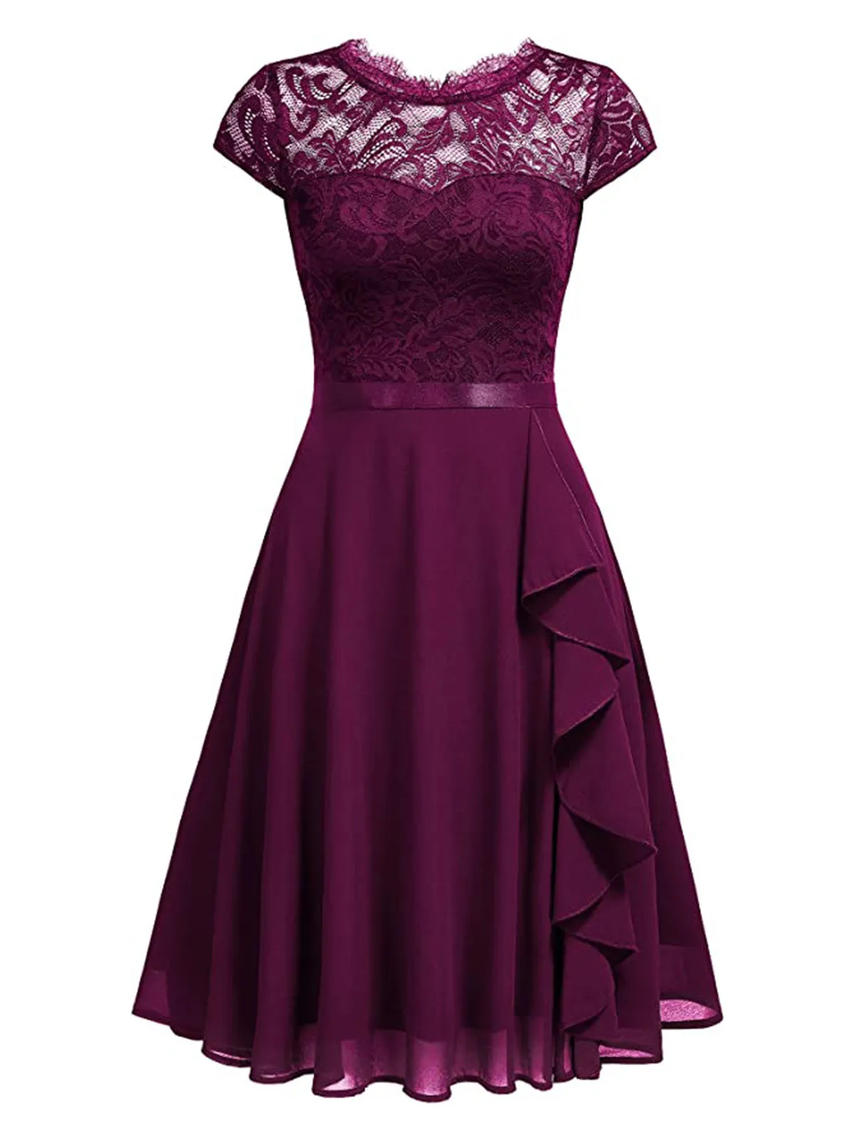 1950s Solid Lace Round Neck Patchwork Dress sold by Retro Stage product image thumbnail 3