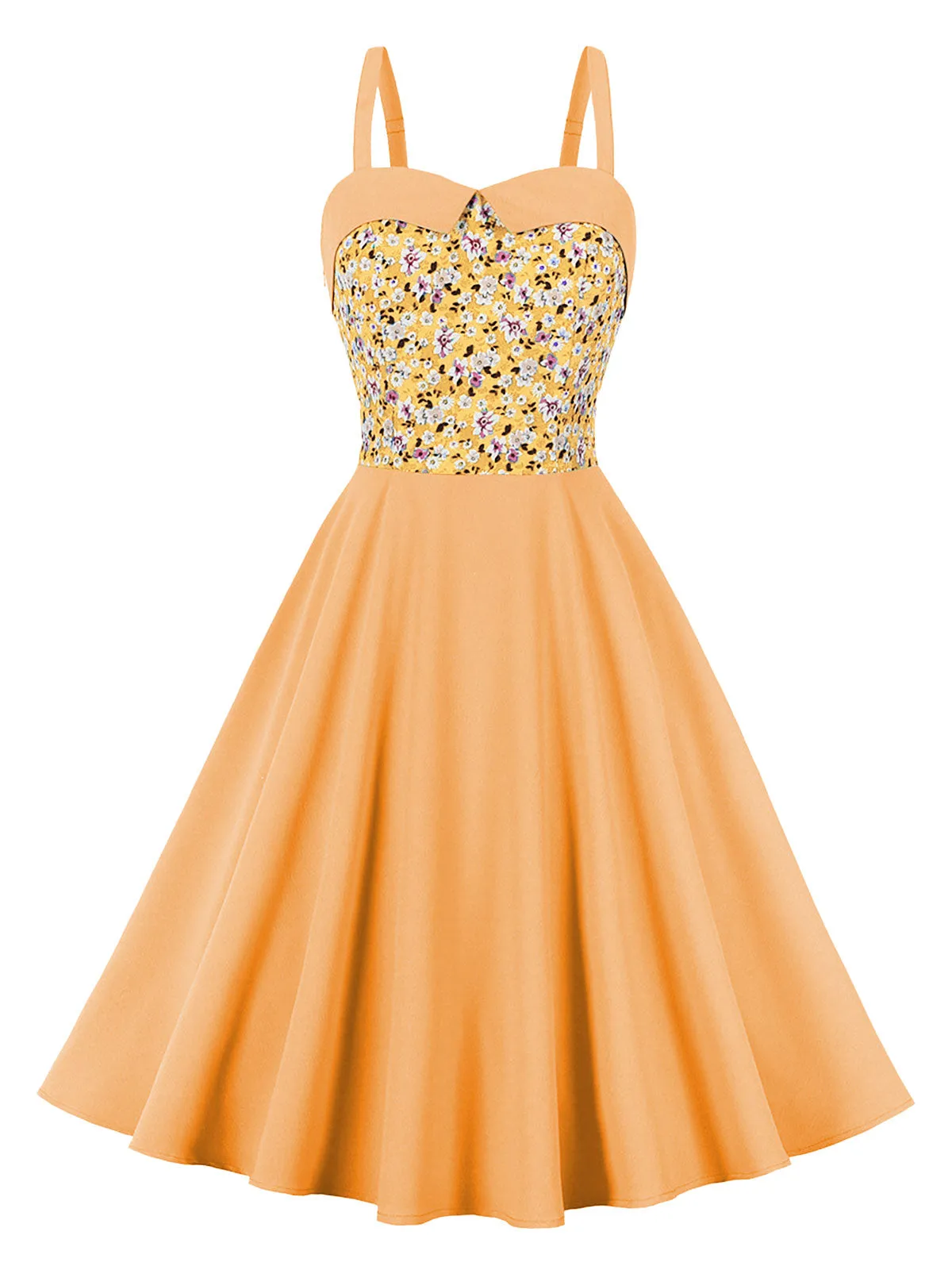 1950s Floral Patchwork Strap Swing Dress sold by Retro Stage product image thumbnail 2