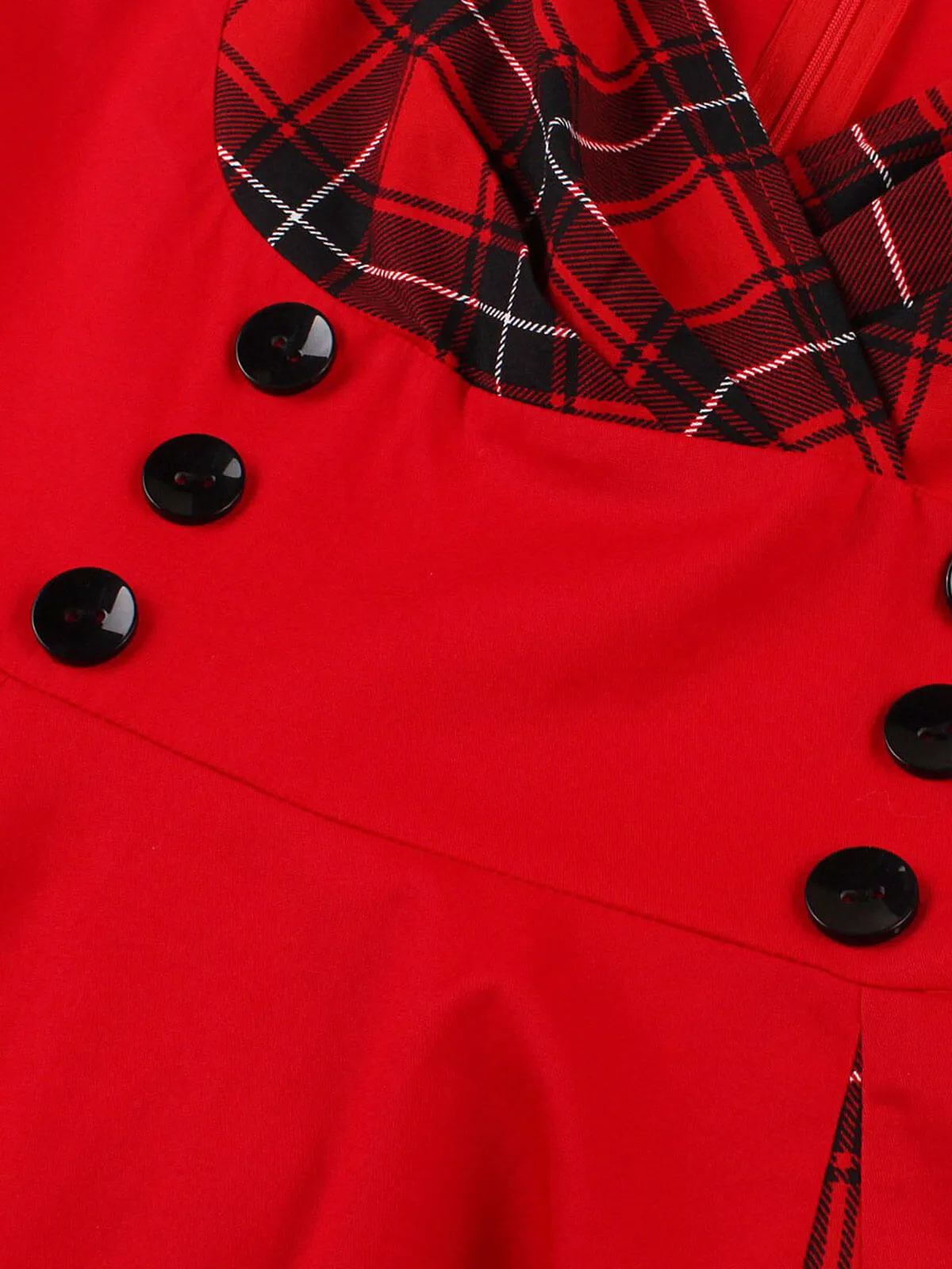 Red & Black 1950s Plaid V-Neck Dress sold by Retro Stage product image thumbnail 5