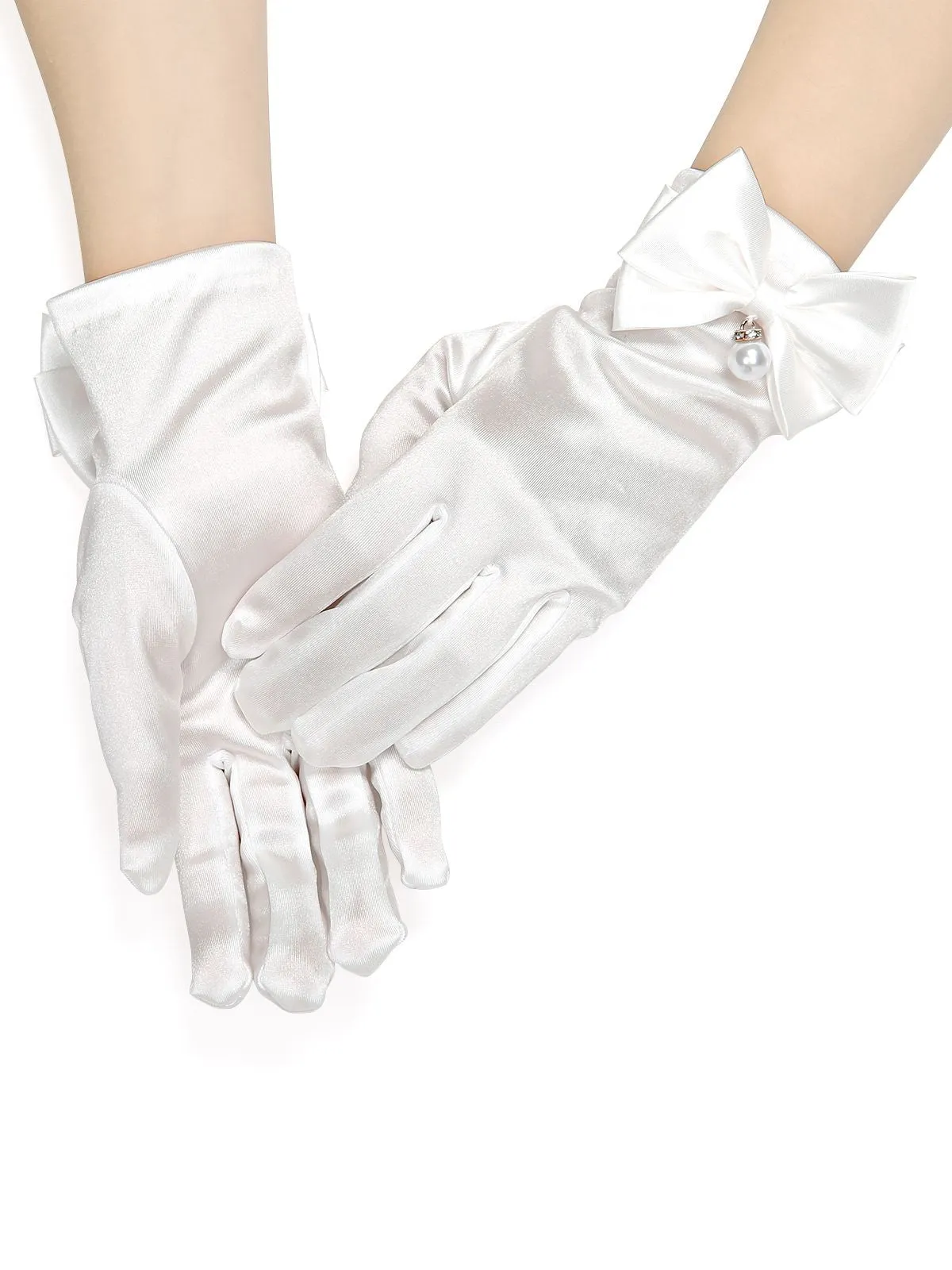 Vintage Pearl Bow Decor Exquisite Gloves sold by Retro Stage product image thumbnail 2
