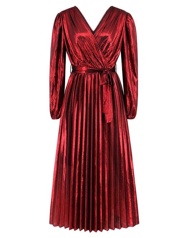1940s Solid Glossy V-Neck Shift Dress sold by Retro Stage