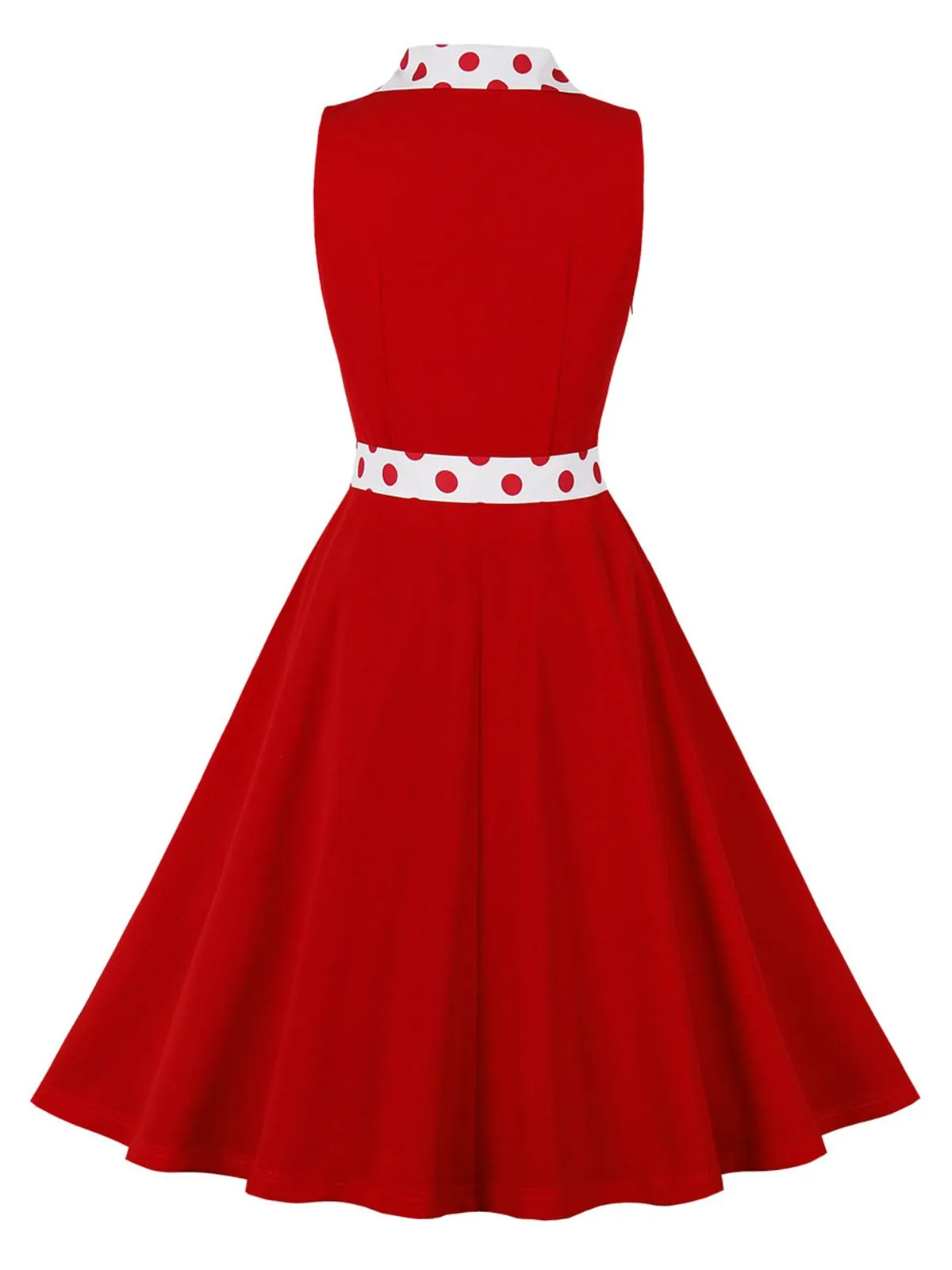 1950s Lapel Polka Dots Sleeveless Belted Dress sold by Retro Stage product image thumbnail 2