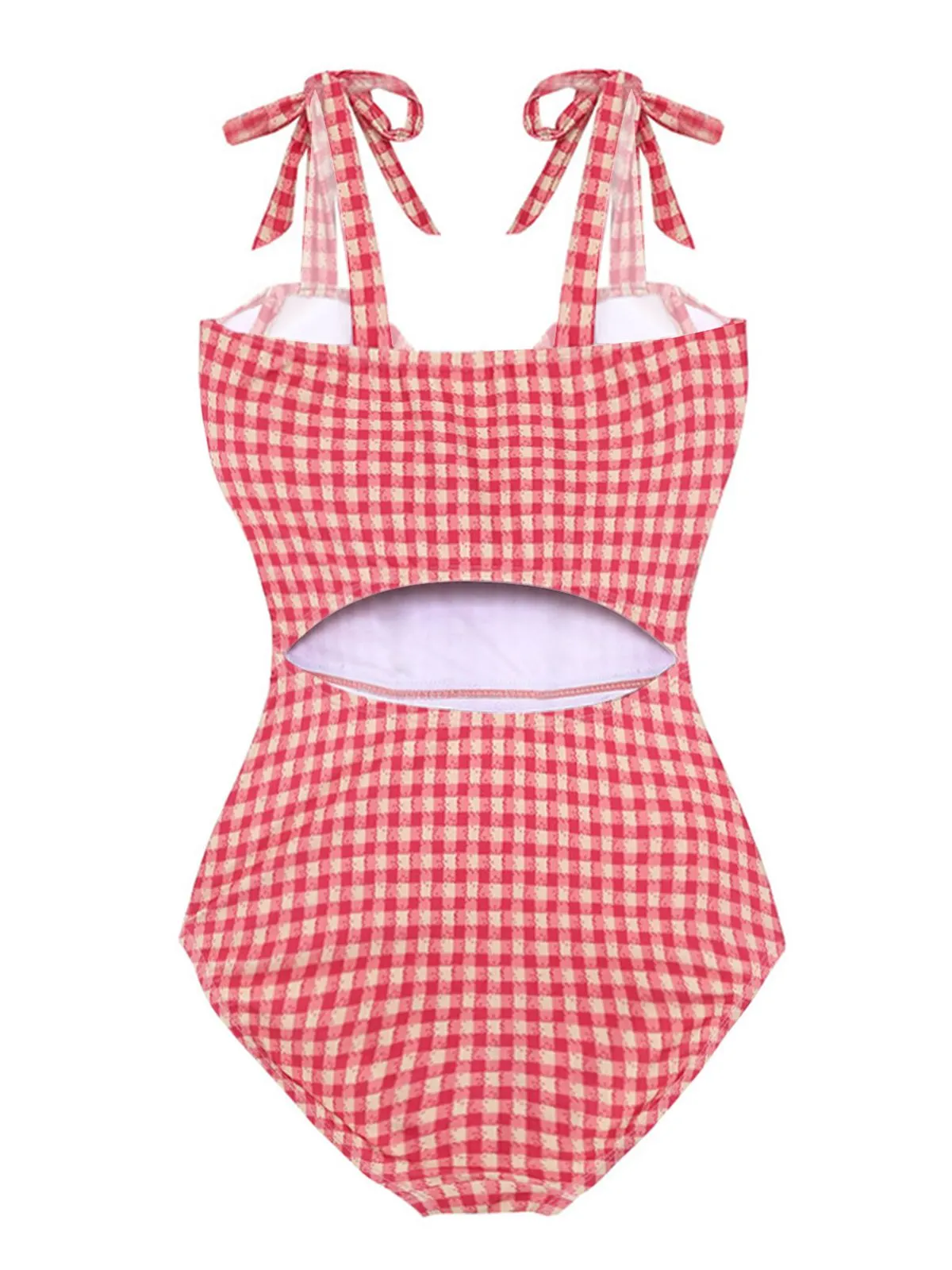 Red 1950s Checked Back Cut-Out Swimsuit sold by Retro Stage product image thumbnail 2