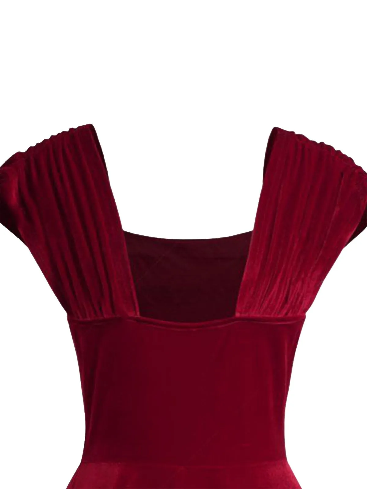 Wine Red 1950s Velvet Heart Button Solid Dress sold by Retro Stage product image thumbnail 4