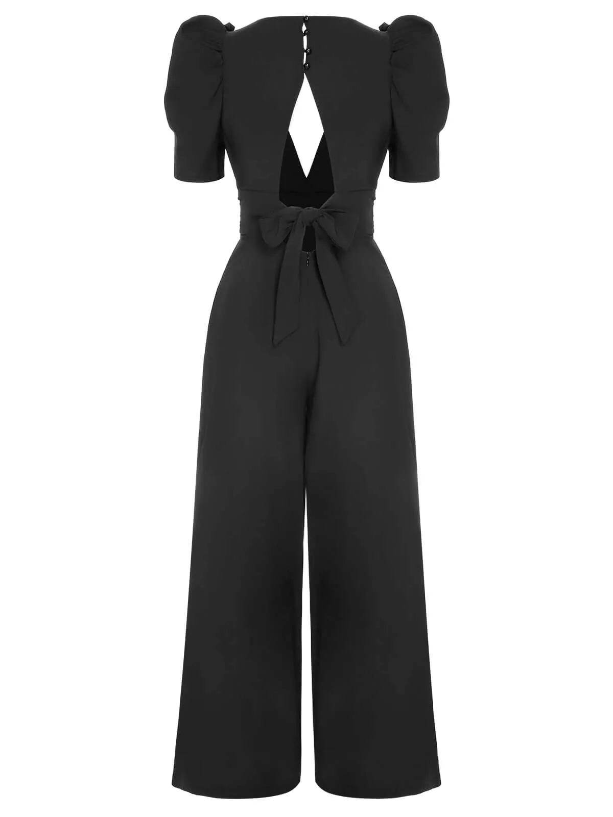 1930s Solid Deep V Puff Sleeves Jumpsuit sold by Retro Stage product image thumbnail 4