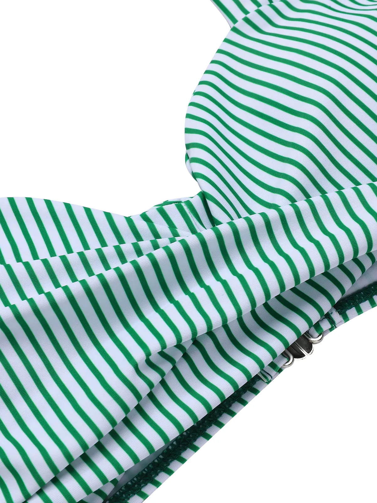 2PCS Green 1940s Stripes Swimsuit & Sunflower Cover-Up sold by Retro Stage product image thumbnail 3