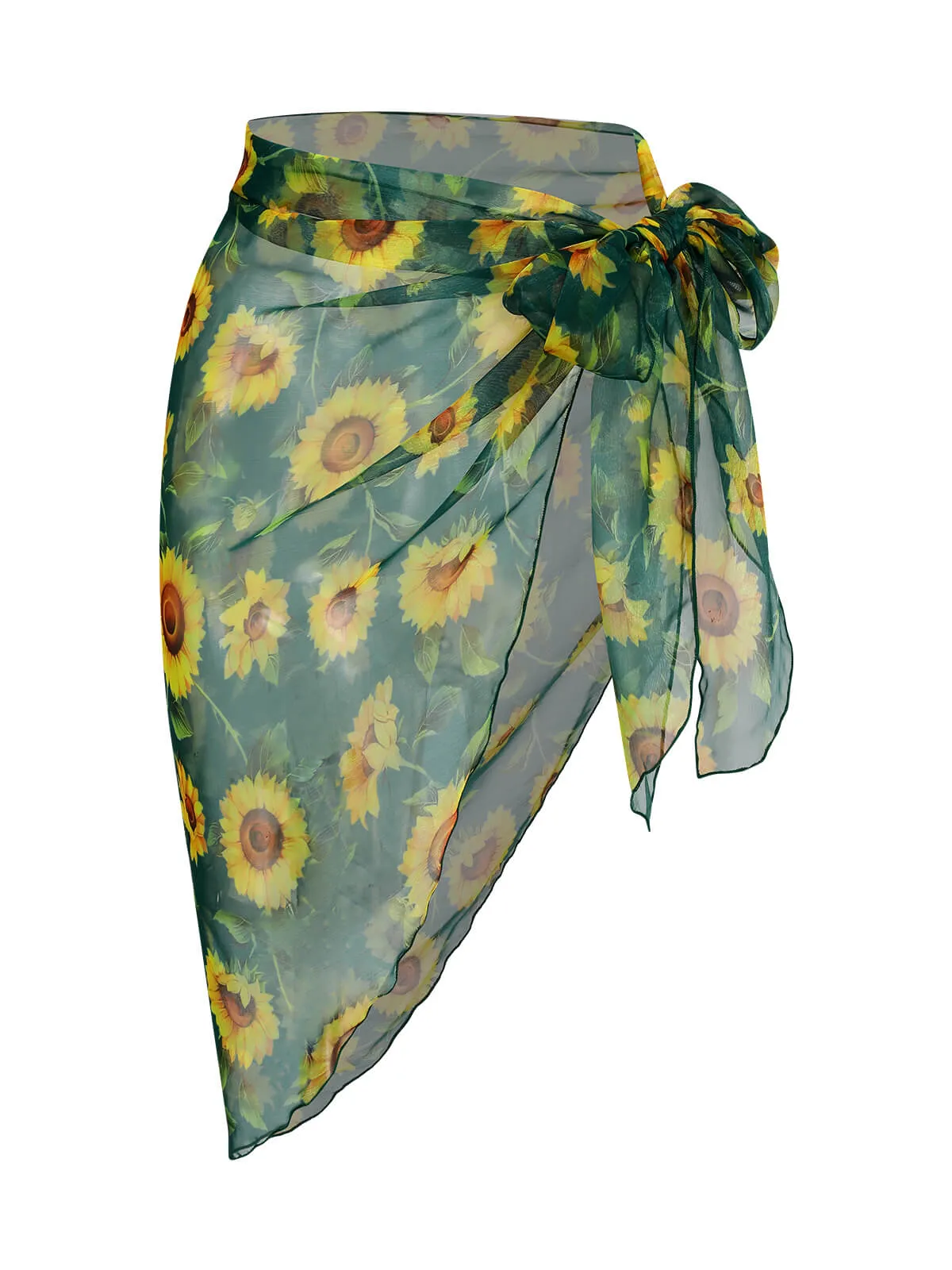 2PCS Green 1940s Stripes Swimsuit & Sunflower Cover-Up sold by Retro Stage product image thumbnail 5