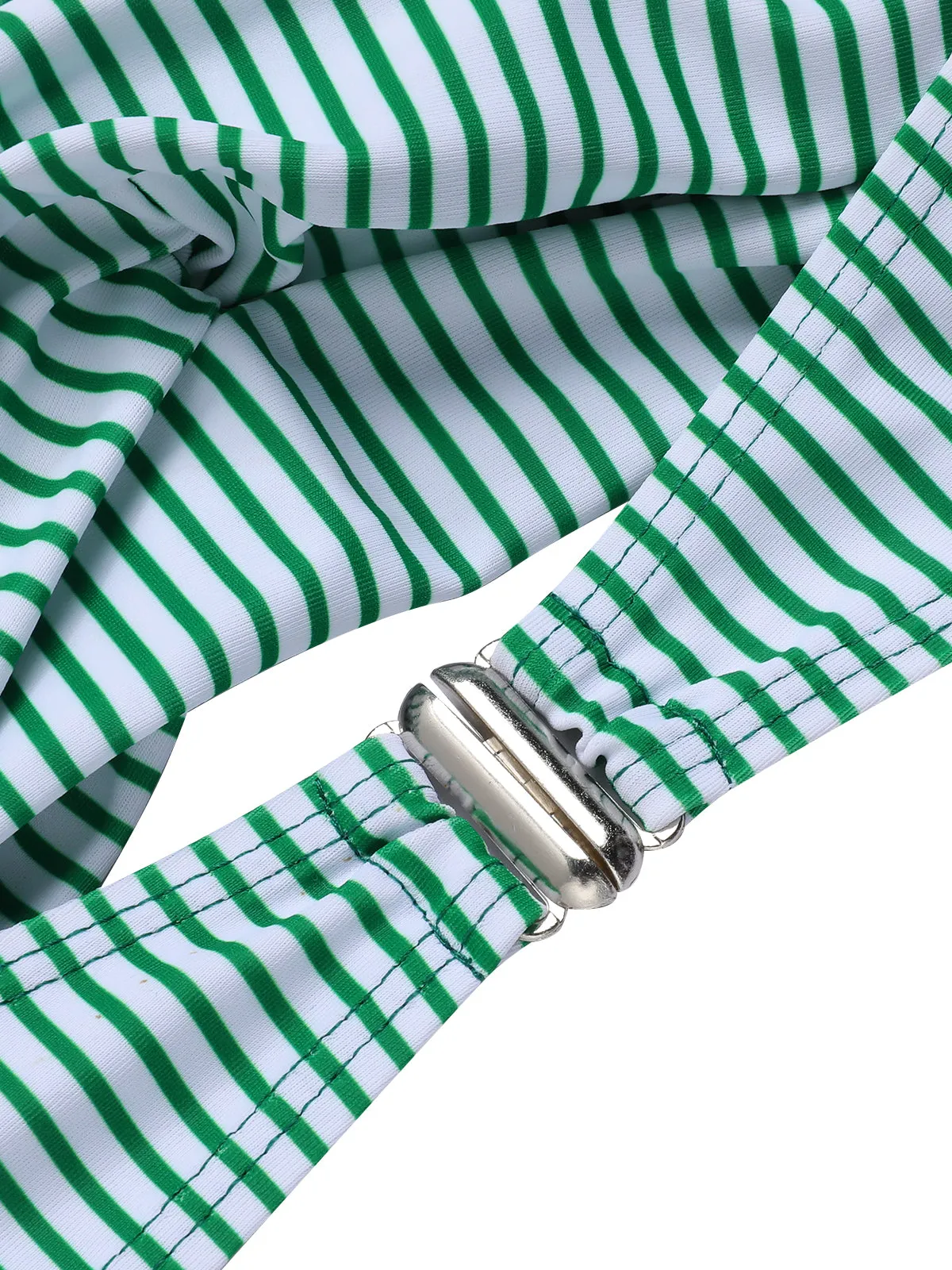 2PCS Green 1940s Stripes Swimsuit & Sunflower Cover-Up sold by Retro Stage product image thumbnail 4