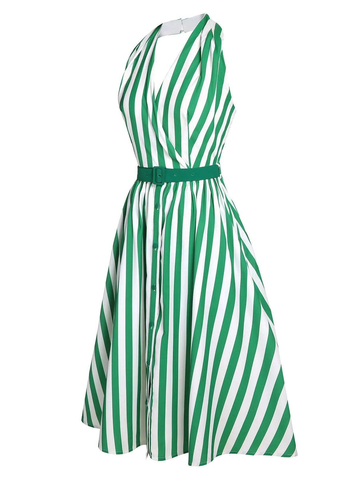 2PCS Green 1950s Stripes Romper & Umbrella Skirt sold by Retro Stage product image thumbnail 4