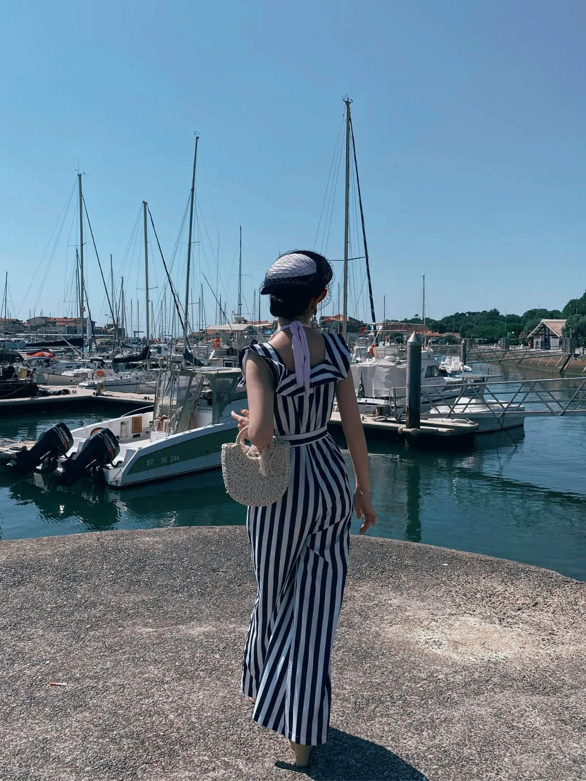 Blue 1930s Striped Ruffle Jumpsuit sold by Retro Stage product image thumbnail 2