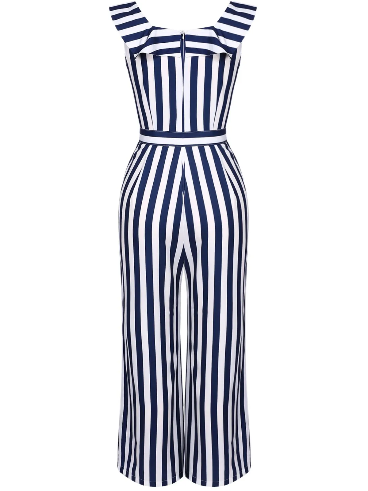 Blue 1930s Striped Ruffle Jumpsuit sold by Retro Stage product image thumbnail 4