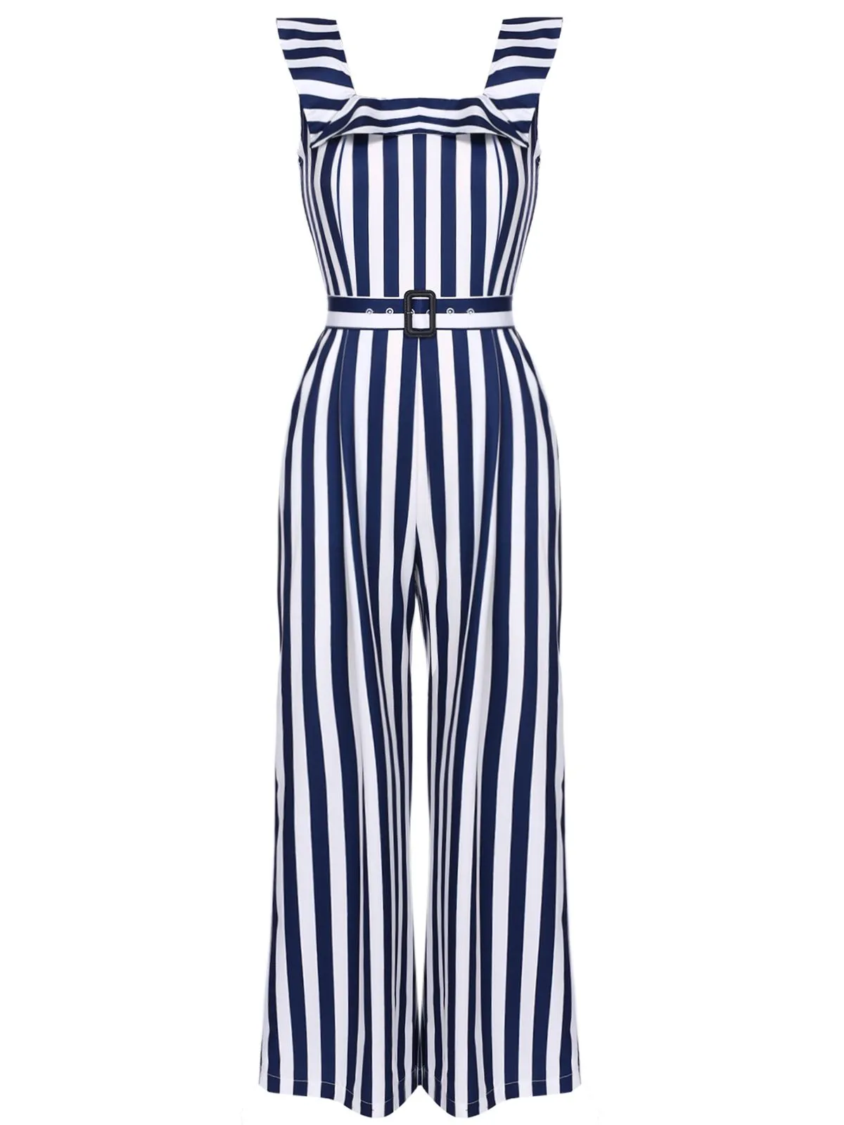 Blue 1930s Striped Ruffle Jumpsuit sold by Retro Stage product image thumbnail 2