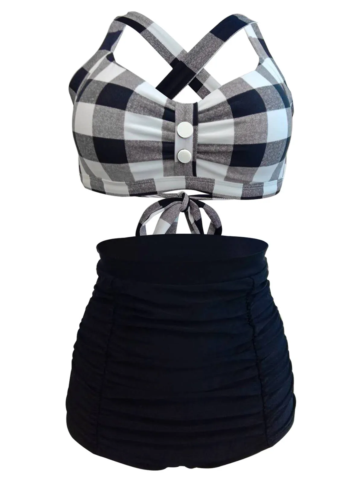 1950s Plaid Criss Cross Pleated Bikini sold by Retro Stage product image thumbnail 5