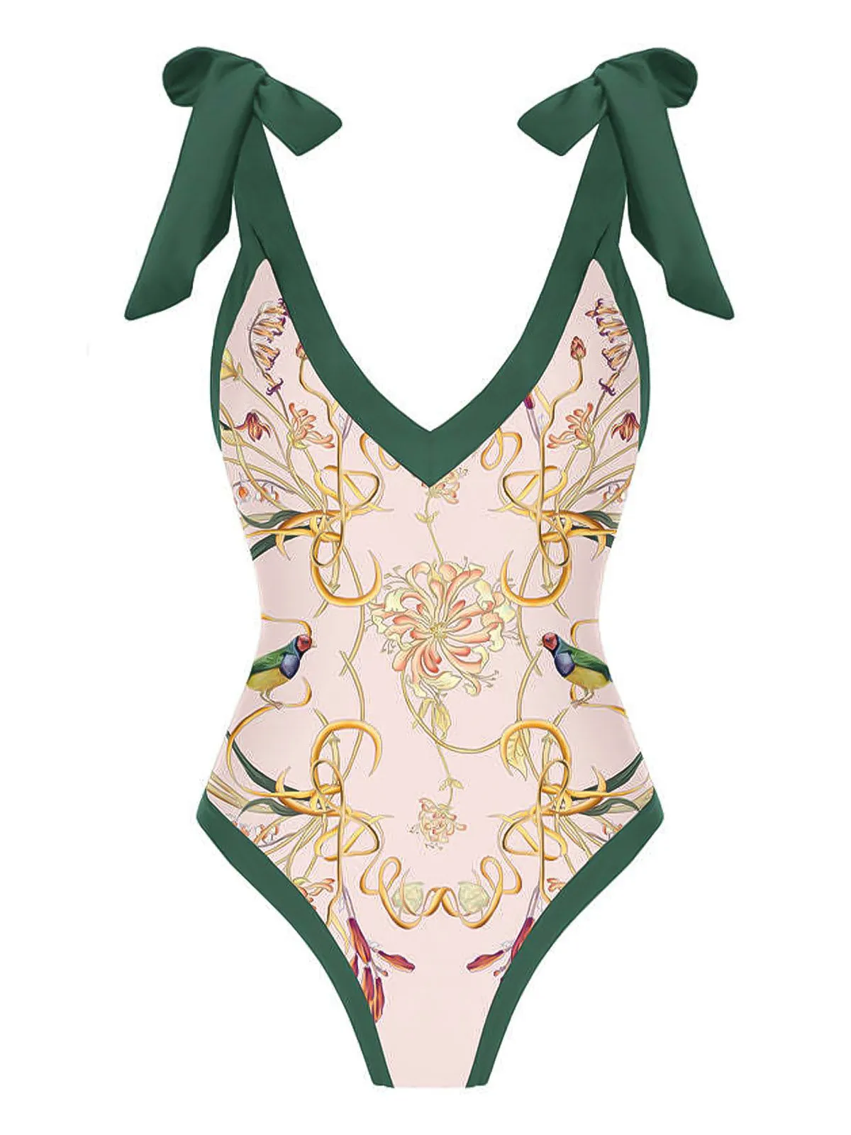 1950s V-Neck Flowers Lacing Swimsuit sold by Retro Stage product image thumbnail 3
