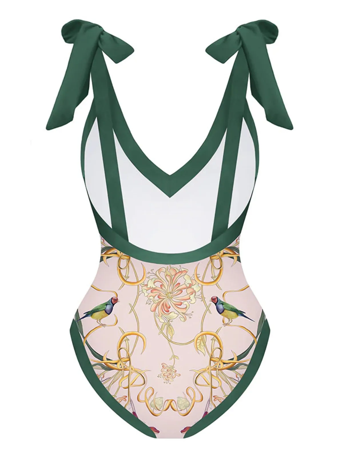 1950s V-Neck Flowers Lacing Swimsuit sold by Retro Stage product image thumbnail 4