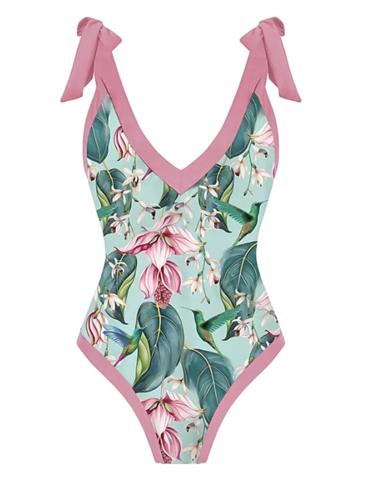 1950s V-Neck Flowers Lacing Swimsuit sold by Retro Stage product image thumbnail 5