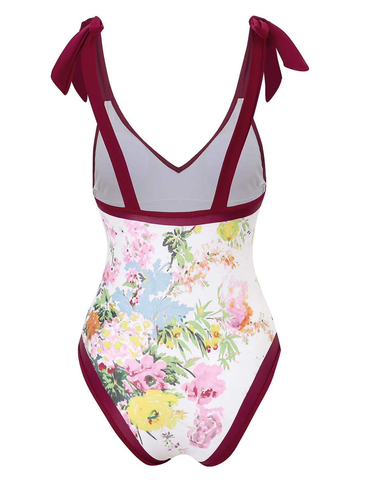 1950s V-Neck Flowers Lacing Swimsuit sold by Retro Stage product image thumbnail 2