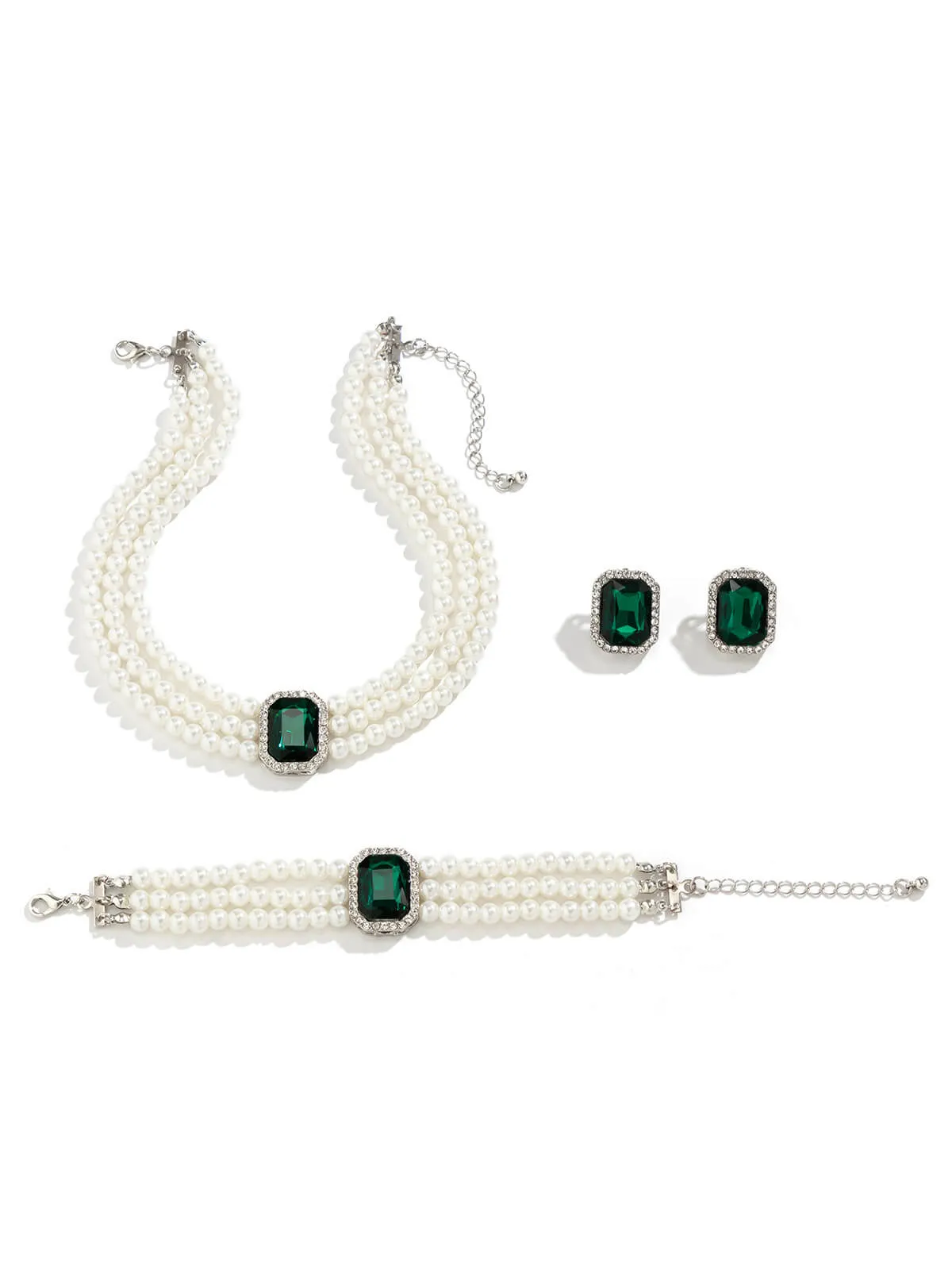 Gemstone Pearl Necklace & Bracelet & Earrings Set sold by Retro Stage product image thumbnail 4