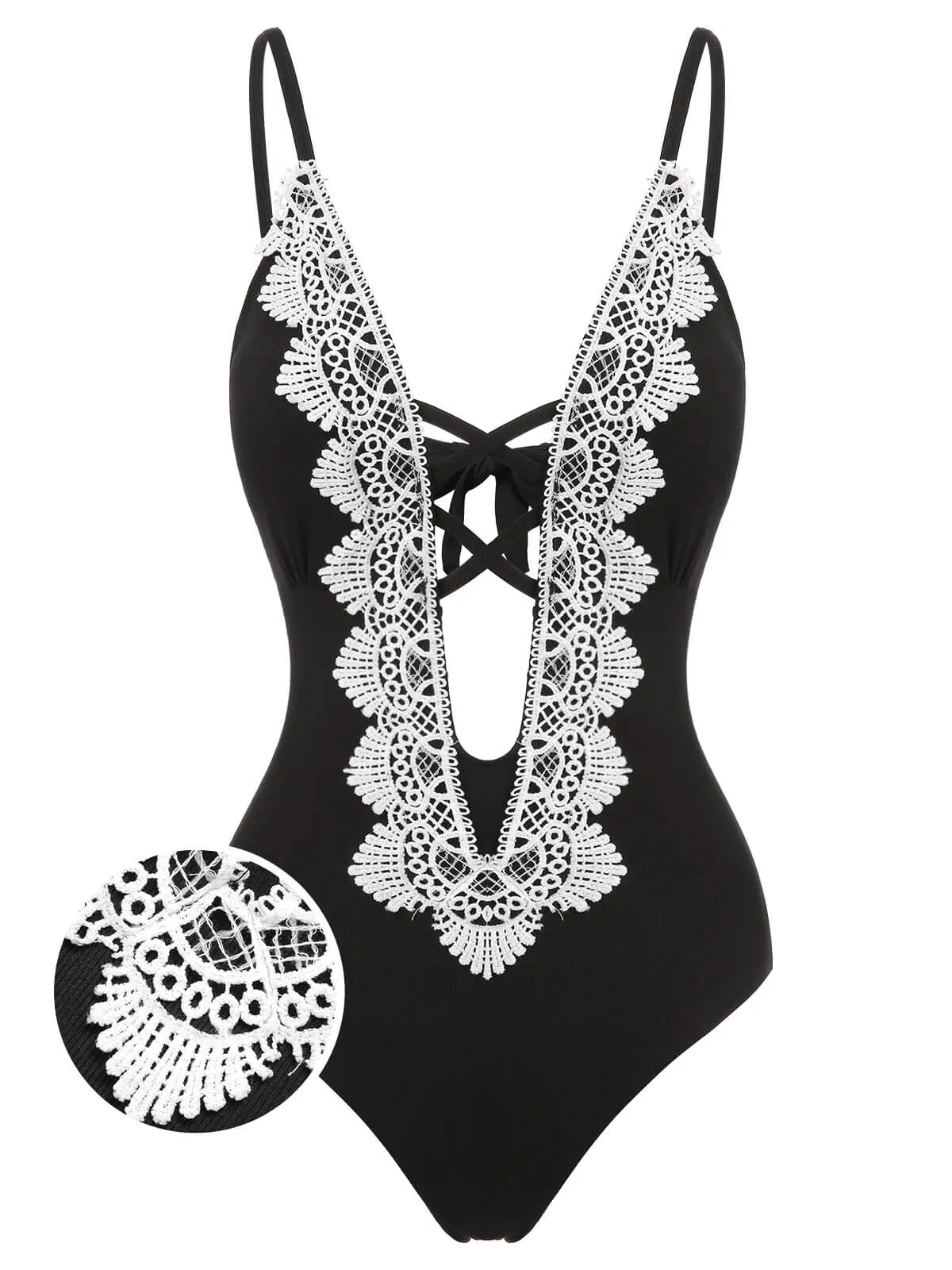 1930s Lace Knitted One-Piece Swimsuit sold by Retro Stage