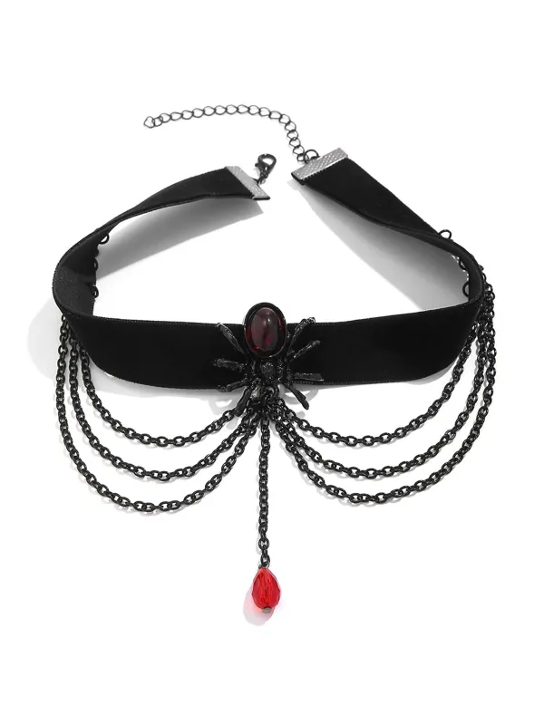 Black Spider Alloy Western Necklace sold by Retro Stage