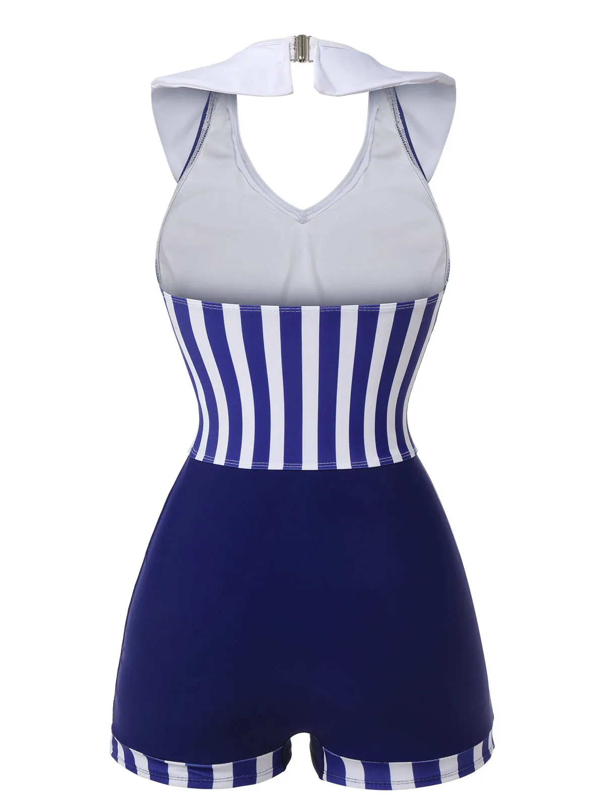 Navy Blue 1950s Striped Navy Collar Swimsuit sold by Retro Stage product image thumbnail 4