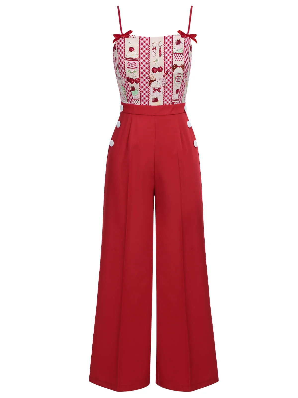 Red 1930s Cherry Cupcake Strap Jumpsuit sold by Retro Stage product image thumbnail 2