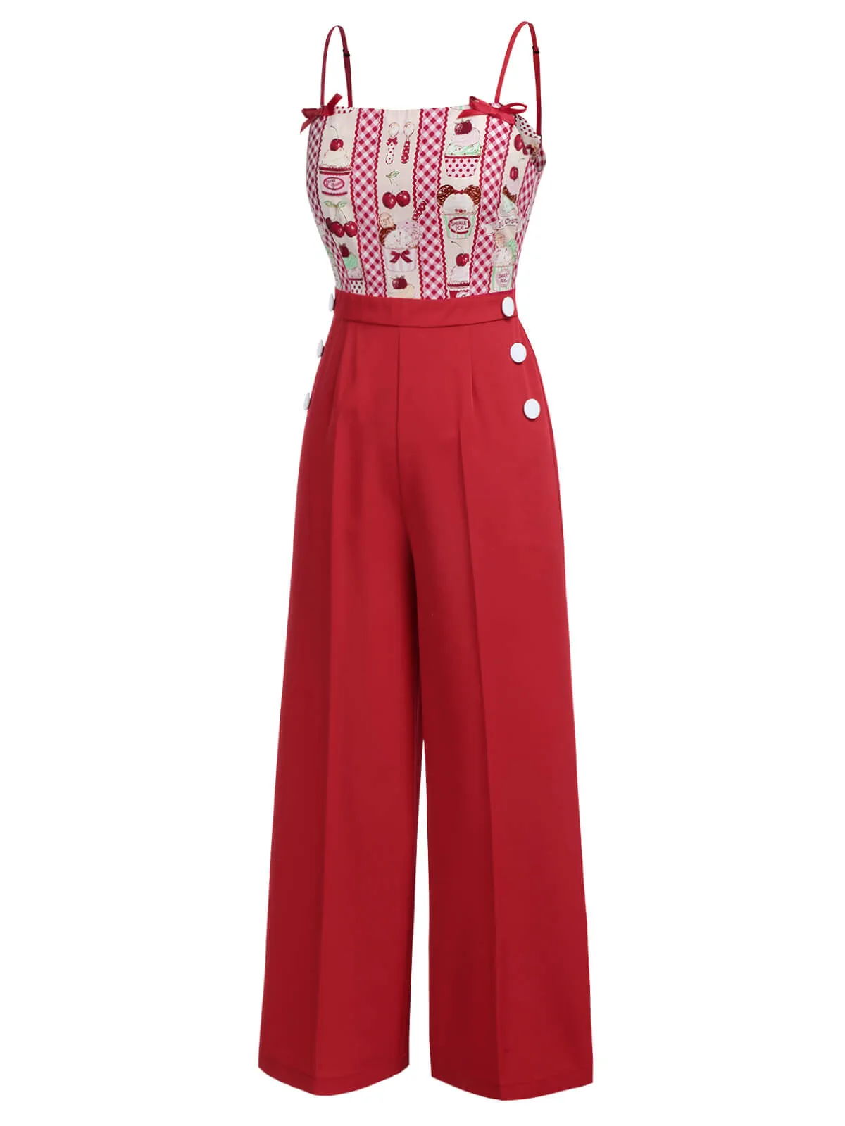 Red 1930s Cherry Cupcake Strap Jumpsuit sold by Retro Stage product image thumbnail 3