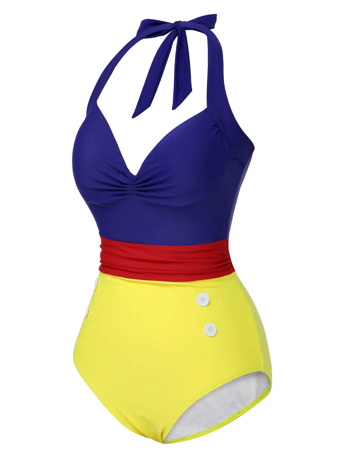 1950s Color Block Lace-Up Halter Swimsuit sold by Retro Stage product image thumbnail 3