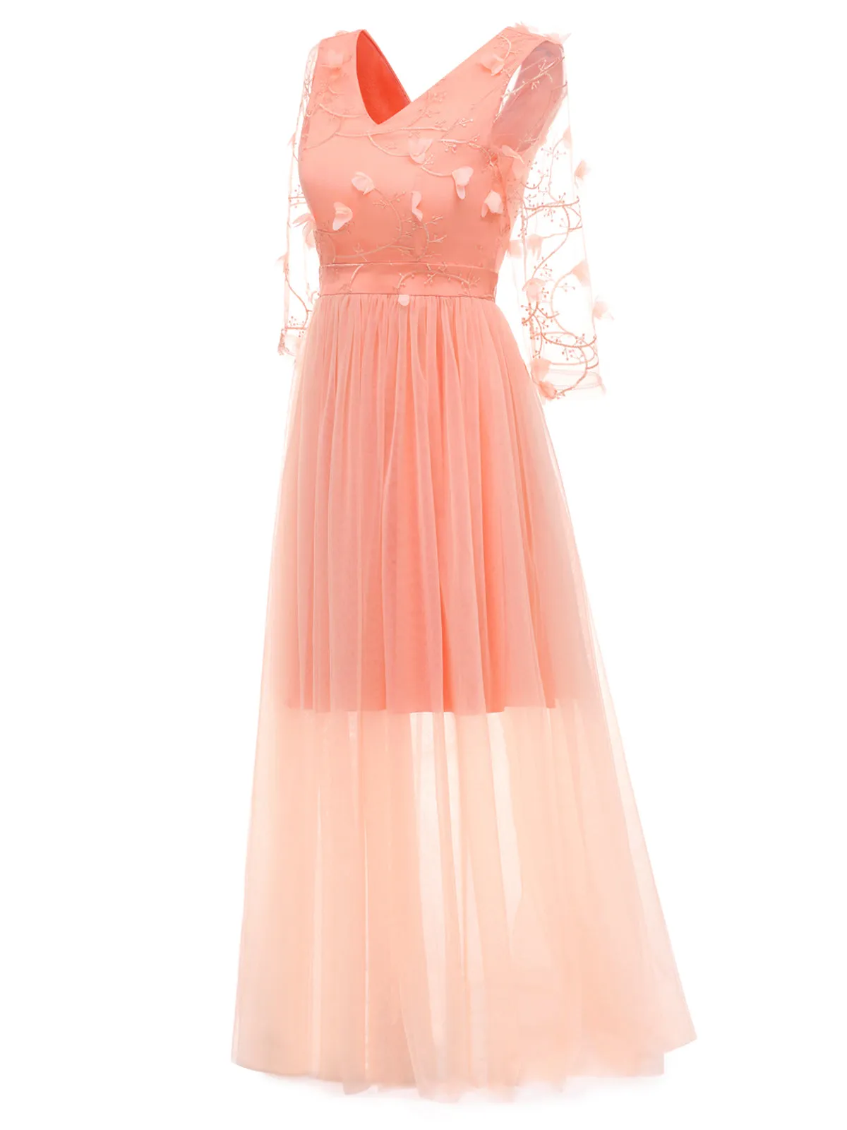 1940s Solid 3D Flowers Banquet Evening Dress sold by Retro Stage product image thumbnail 2