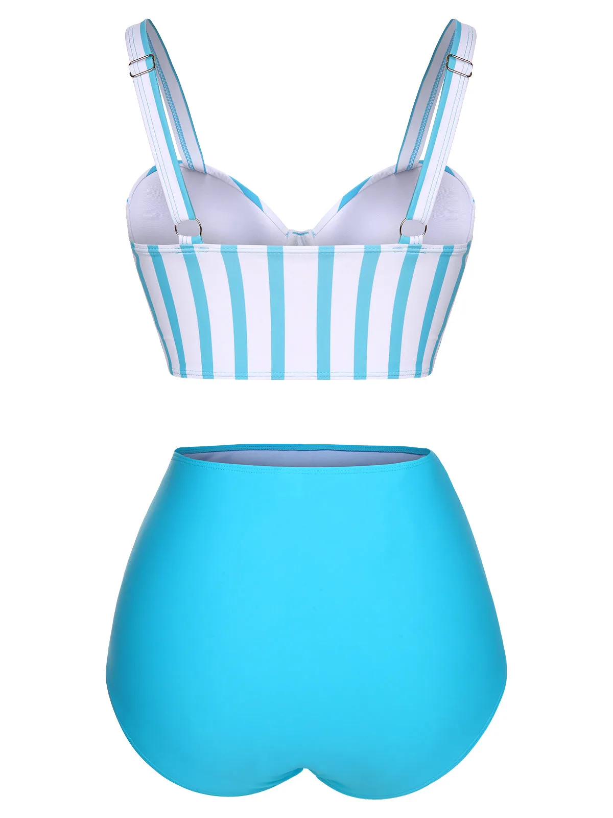 Light Blue 1950s Stripe Strap Swimsuit sold by Retro Stage product image thumbnail 4