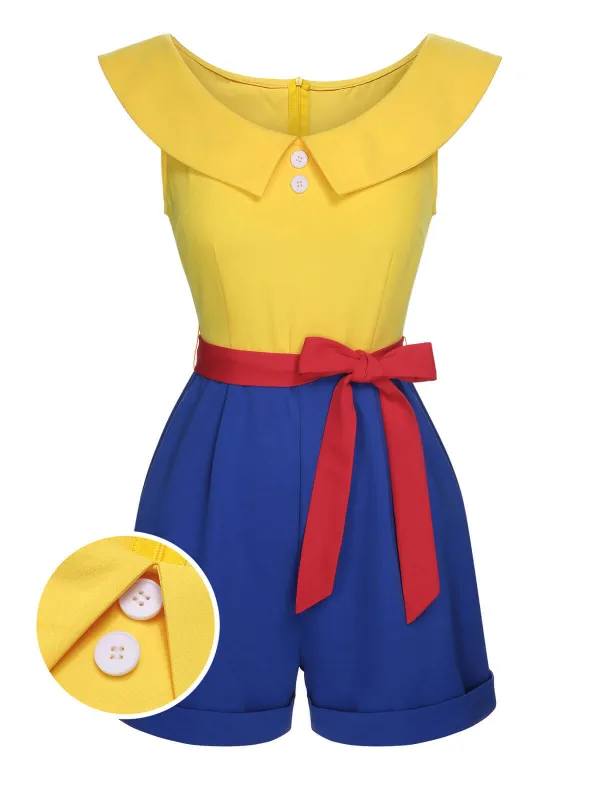 Yellow 1950s Off-Shoulder Buttons Romper sold by Retro Stage