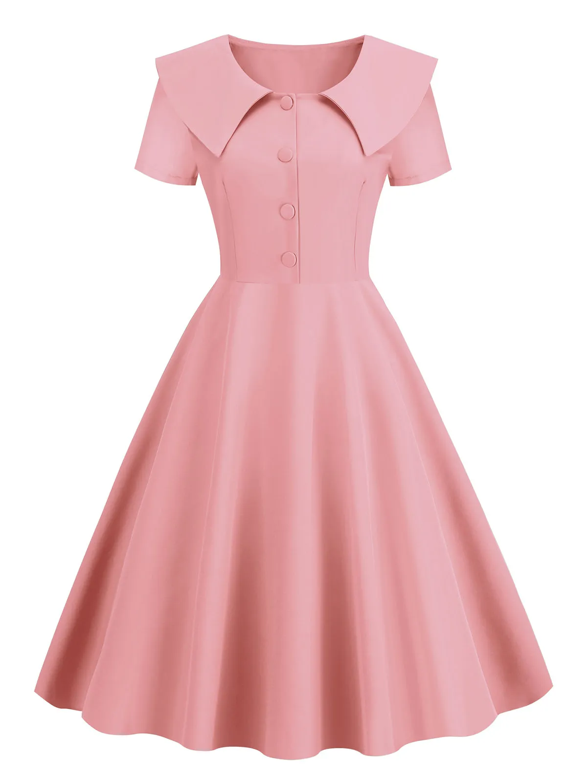 1950s Solid Lapel Swing Dress sold by Retro Stage product image thumbnail 4