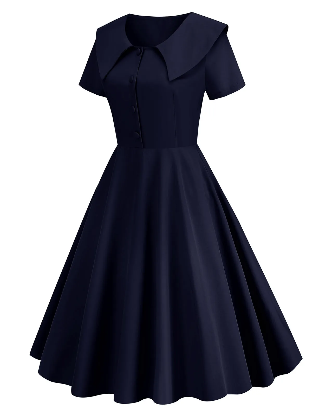 1950s Solid Lapel Swing Dress sold by Retro Stage product image thumbnail 2