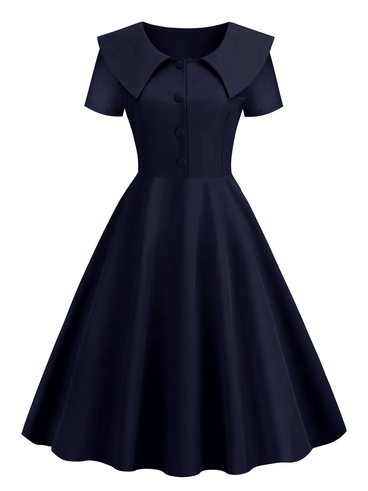 1950s Solid Lapel Swing Dress sold by Retro Stage