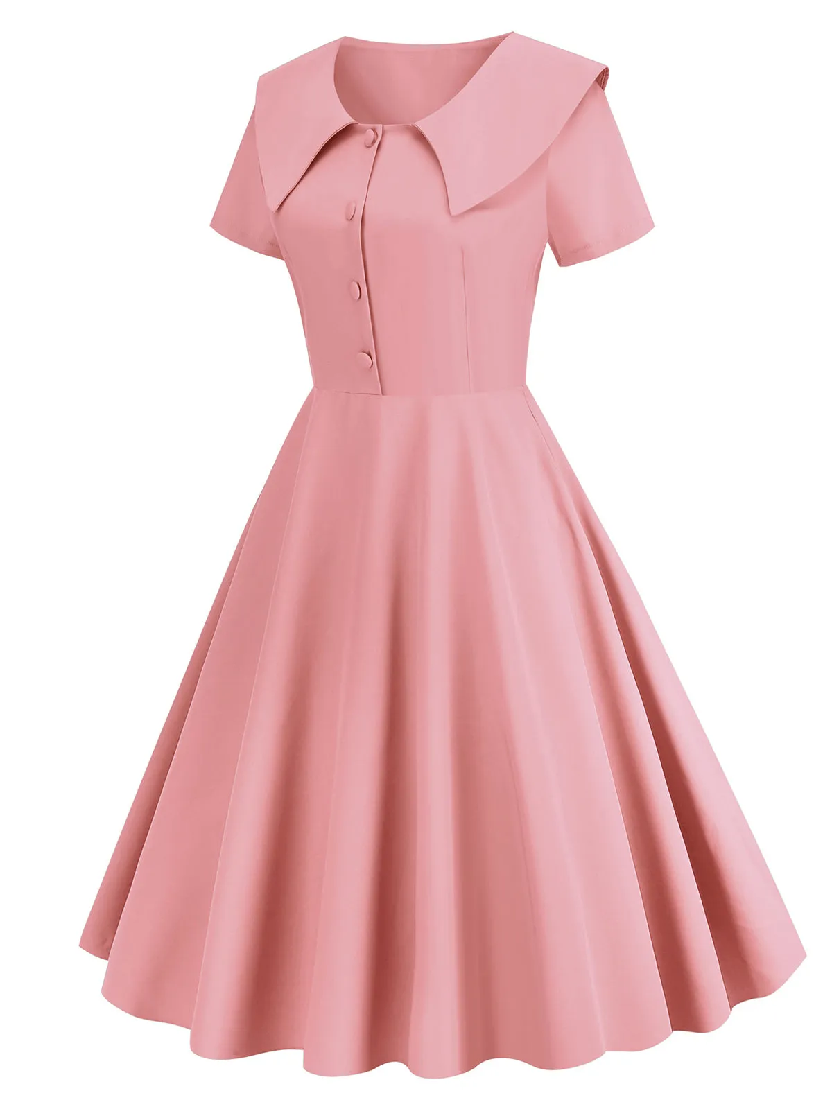 1950s Solid Lapel Swing Dress sold by Retro Stage product image thumbnail 5