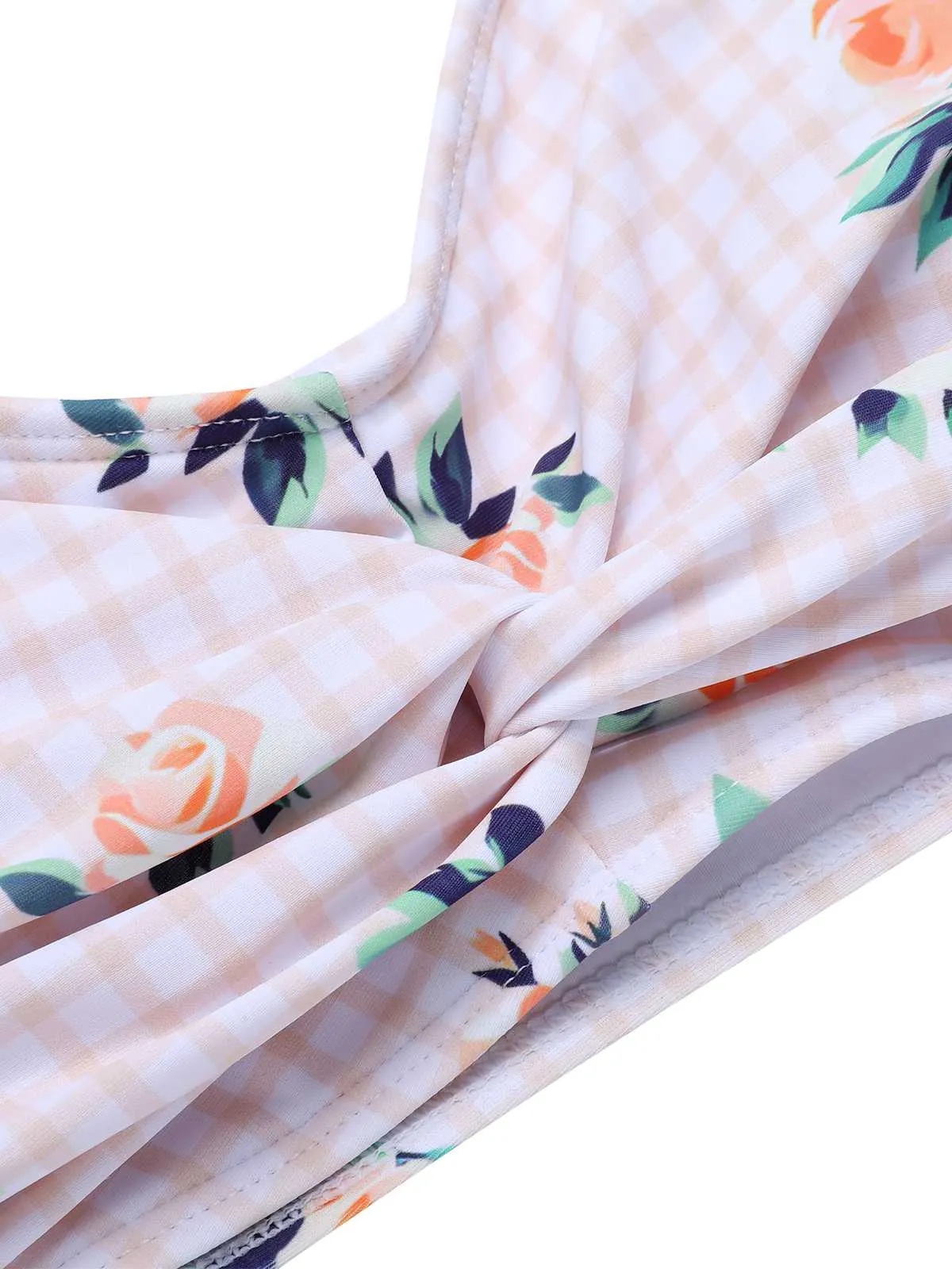 Turmeric 1940s Spaghetti Strap Roses Swimsuit sold by Retro Stage product image thumbnail 5