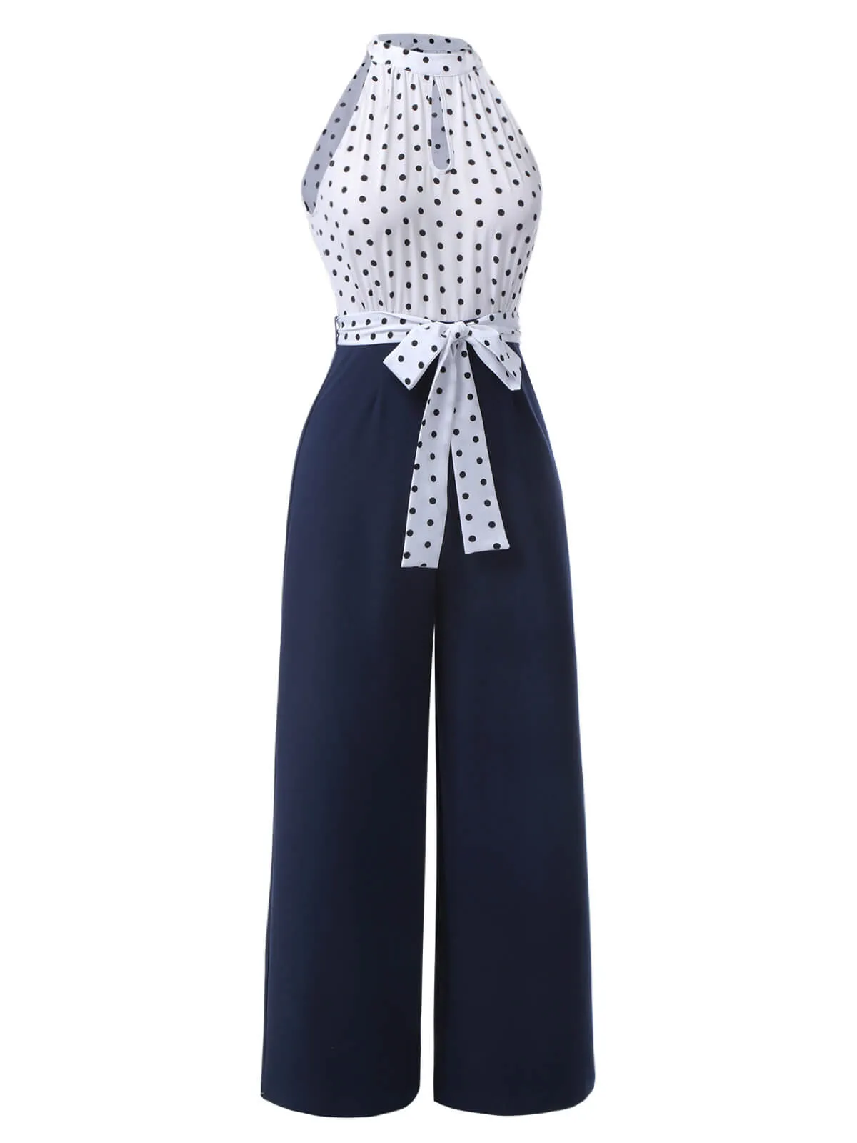 Blue 1940s Halter Polka Dot Jumpsuit sold by Retro Stage product image thumbnail 3