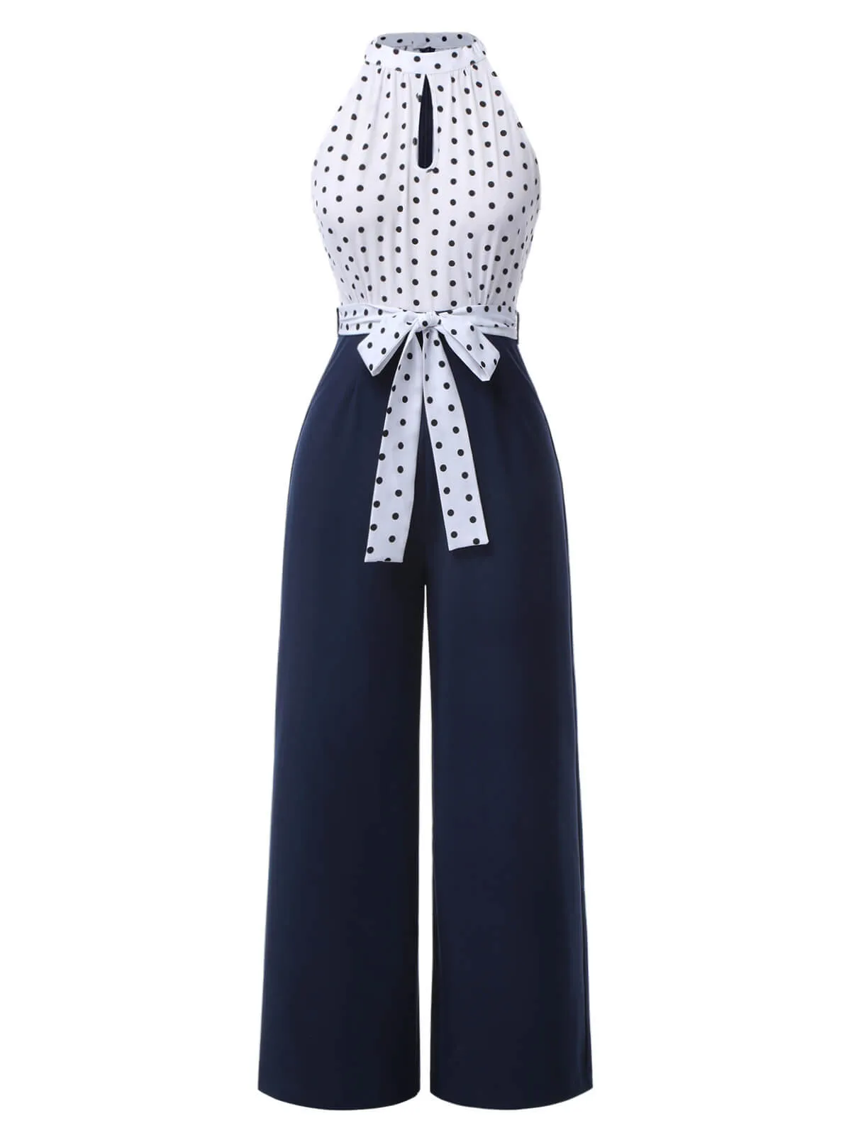 Blue 1940s Halter Polka Dot Jumpsuit sold by Retro Stage product image thumbnail 2