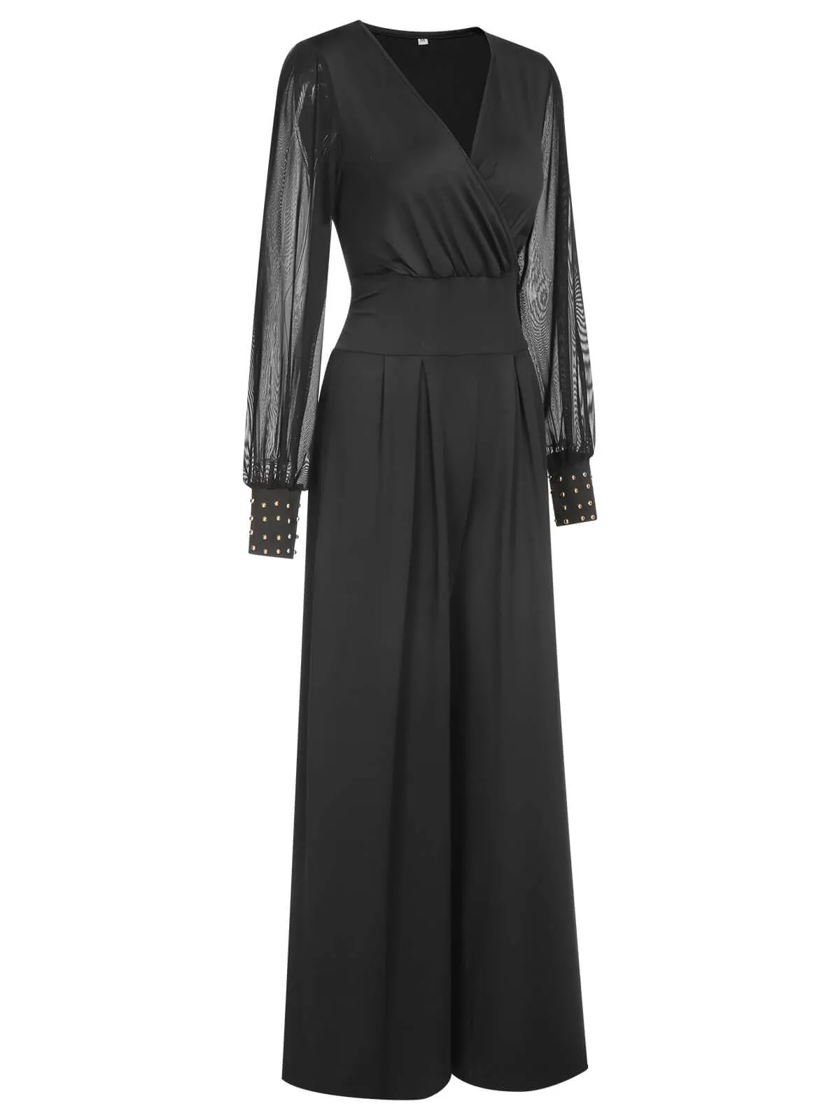 1950s Solid Sheer Sleeves V-Neck Jumpsuit sold by Retro Stage product image thumbnail 3