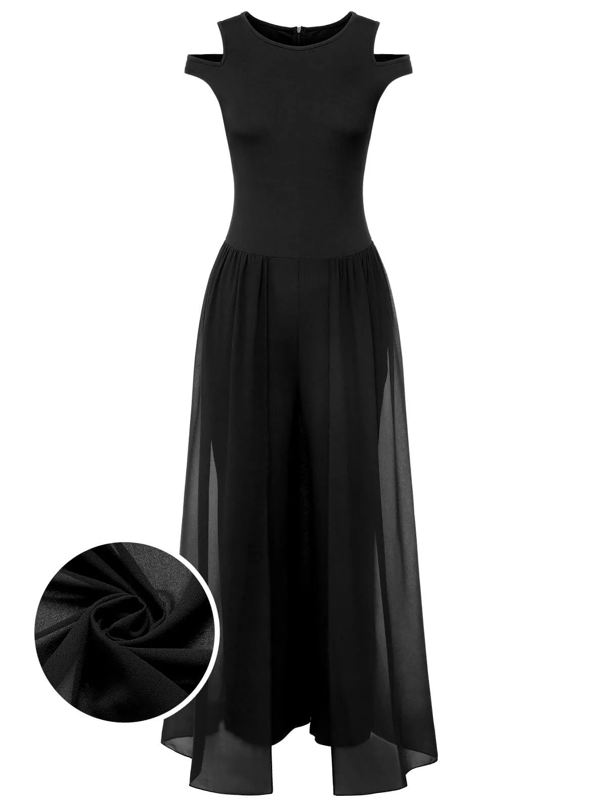 1950s Solid Patchwork Sleeveless Cutout Jumpsuit sold by Retro Stage product image thumbnail 3