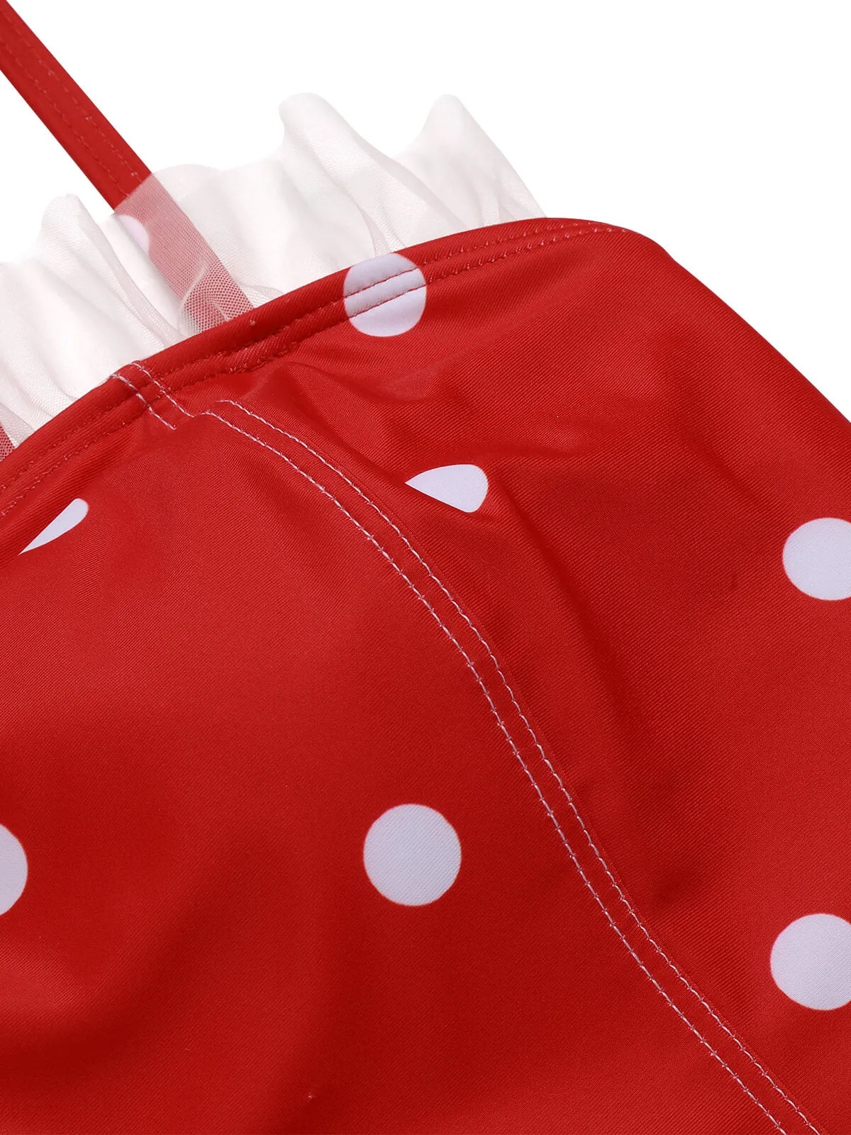 Red 1950s Mesh Polka Dot Swimsuit sold by Retro Stage product image thumbnail 5