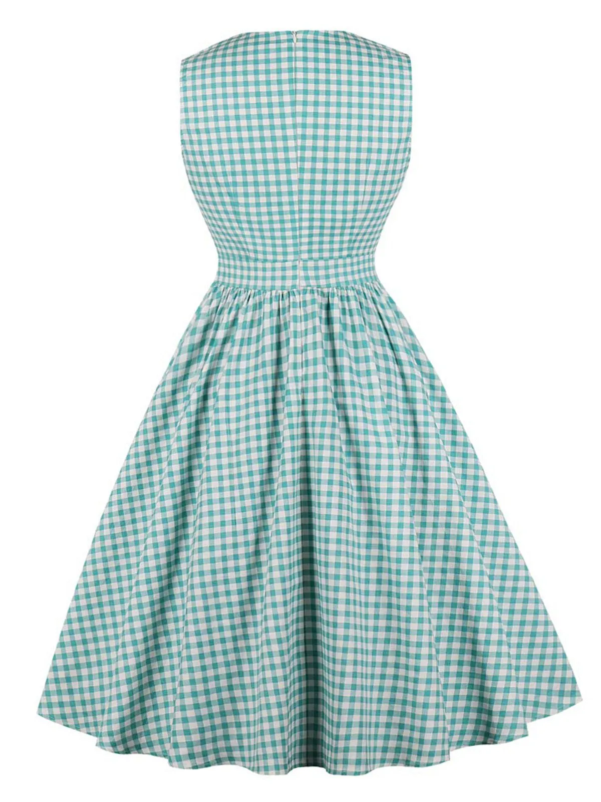 1950s Plaid Bow Pockets Lapel Dress sold by Retro Stage product image thumbnail 3