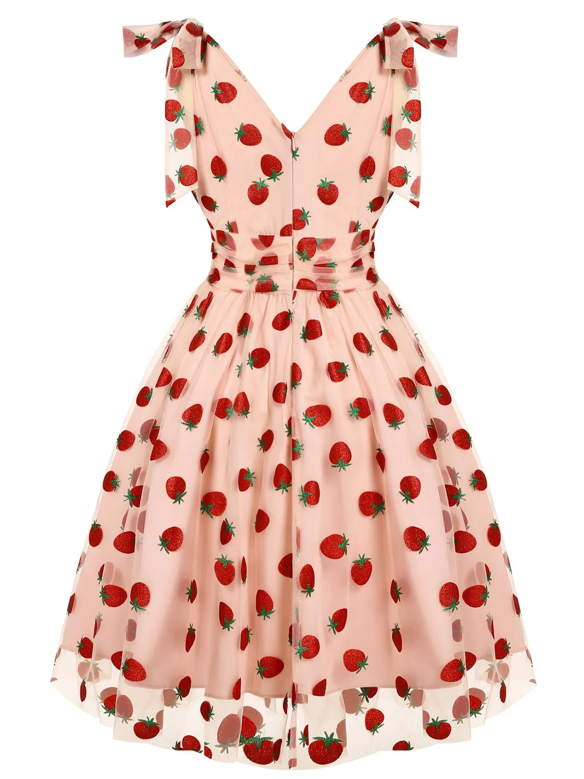 Pink 1950s Strawberry Mesh Swing Dress sold by Retro Stage product image thumbnail 4