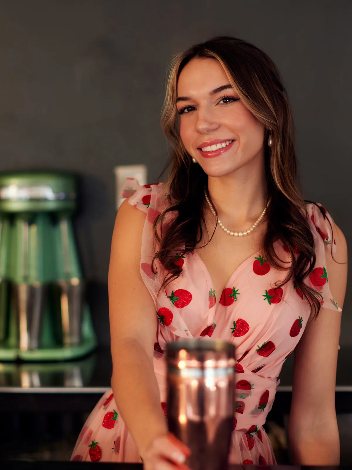 Pink 1950s Strawberry Mesh Swing Dress sold by Retro Stage product image thumbnail 2