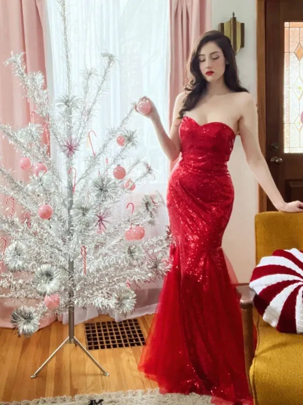 1930s Vintage Sequin Strapless Dress sold by Retro Stage