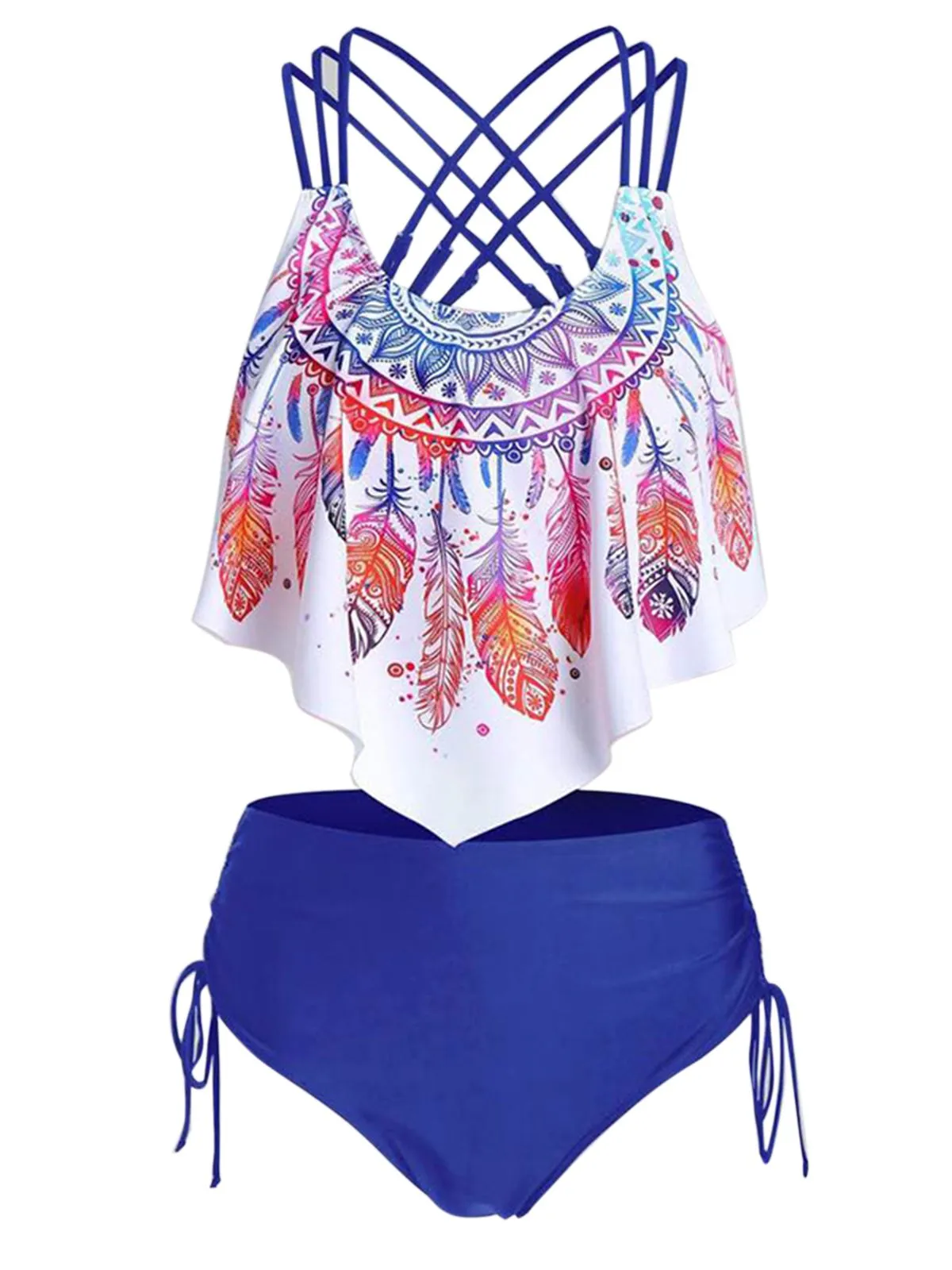 1950s Spaghetti Strap Feather Tankini Set sold by Retro Stage product image thumbnail 3